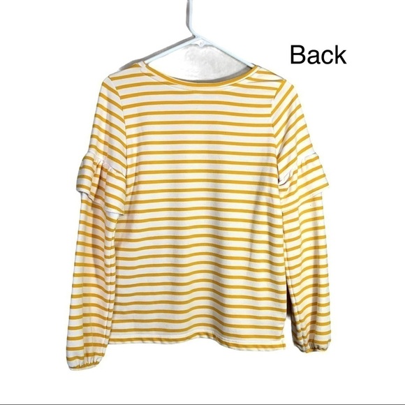 Old Navy Lemon Yellow Ruffled Stripe Pull On Crewneck Sweatshirt Top Small - Picture 8 of 15